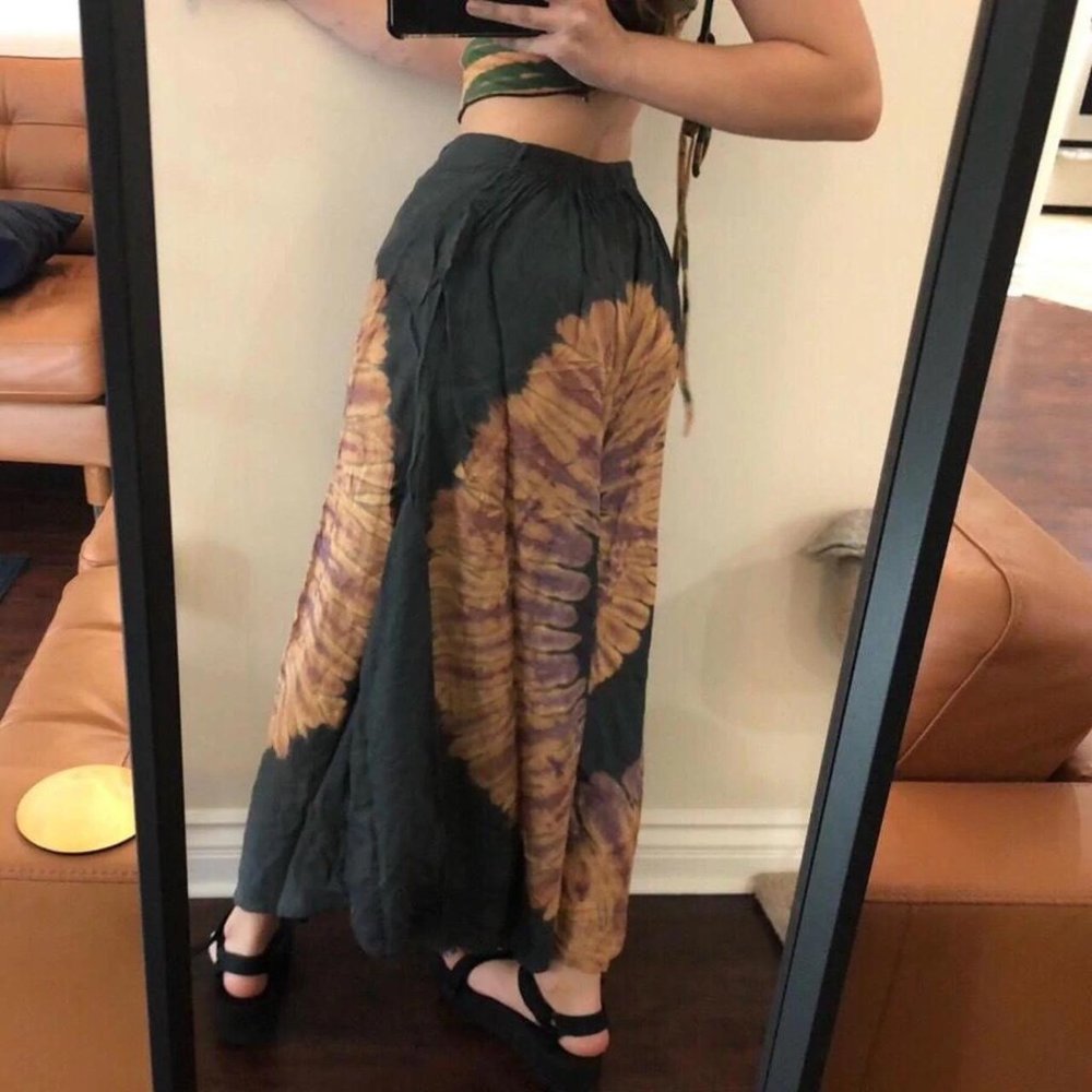 Women's multi Elastic Waist Wide Leg Flowy Boho Pattern Trousers